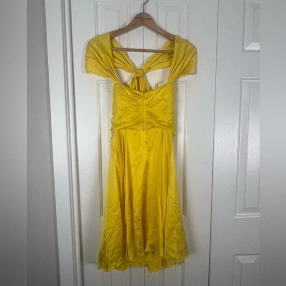 Halston Heritage 100% Silk Citron Yellow Dress Size 6 New With Tag - Picture 9 of 10